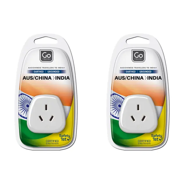 2x Go Travel AU/NZ/CHINA To INDIA Adapter 3 Pin Wall Power Plug Outlet Socket