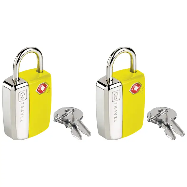 2x Go Travel Glow TSA Secure Key Padlock Suitcase/Luggage Safety Lock Yellow