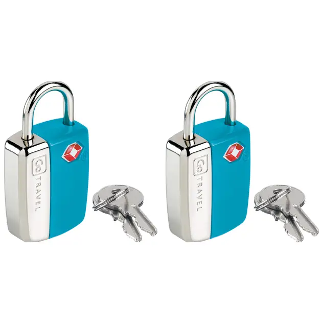 2x Go Travel Glow TSA Secure Key Padlock Suitcase/Luggage Safety Lock Blue