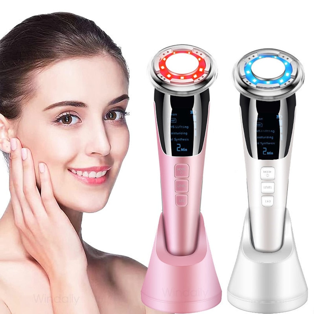 5 In 1 Ems Hot Cool Led Light Therapy Sonic Vibration Wrinkle Removal Skin Tightening Facial