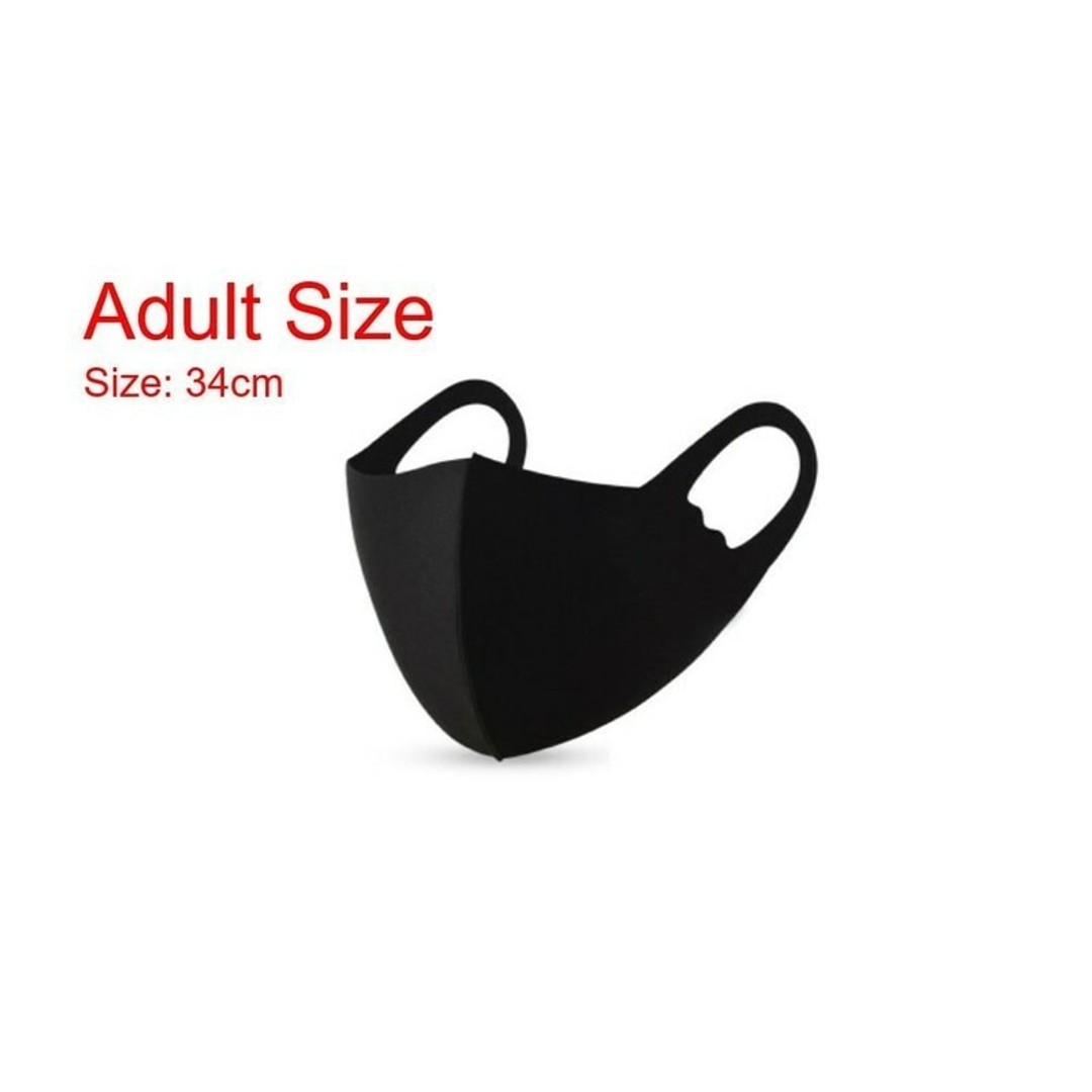 HES ADULT Black Face Mask Sports Face Cover Reusable & Washable Face Masks