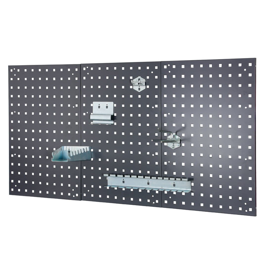 17 Piece Wall Mounted Tool Storage Metal Pegboard with Hooks Set | The ...