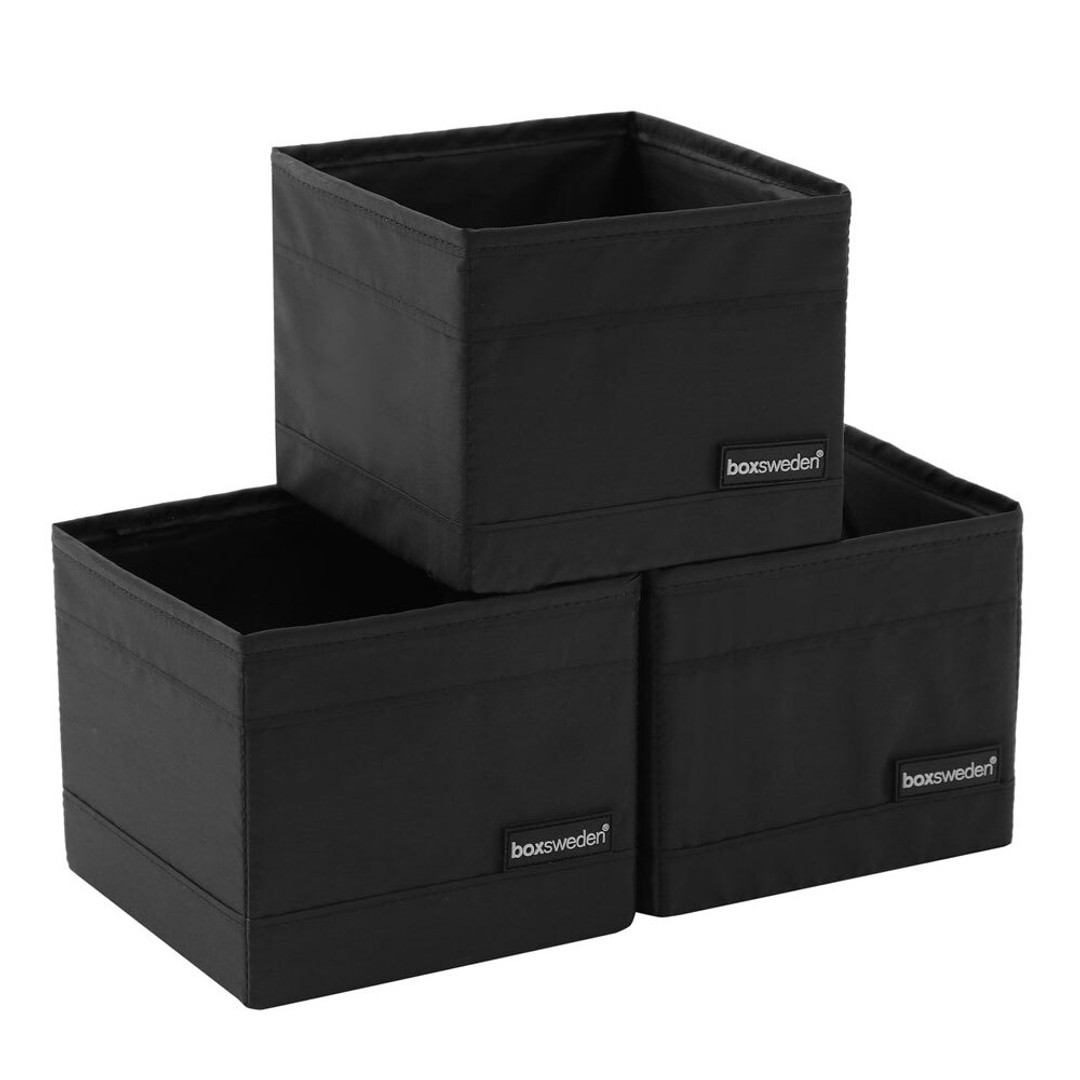3pc Kloset by Box Sweden Collapsible 14cm Square Storage Cubes Home Organiser BK