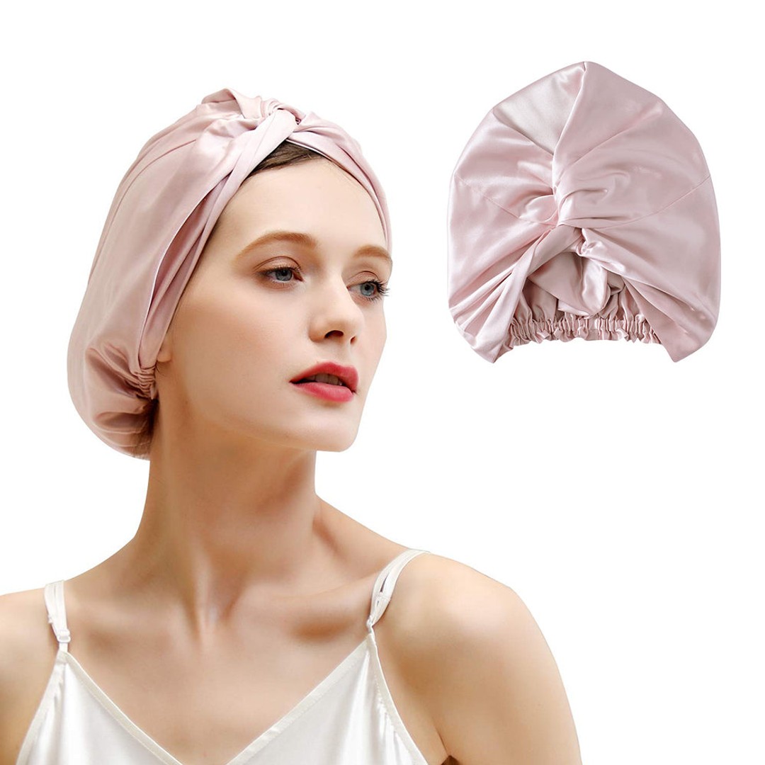 100% Silk Bonnet Sleep Cap for Women Hair Care Adjustable Knotted Turban Hat