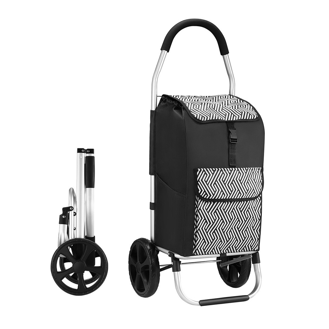 Foldable Aluminium Shopping Trolley with Bags Dolly Grocery Cart on ...