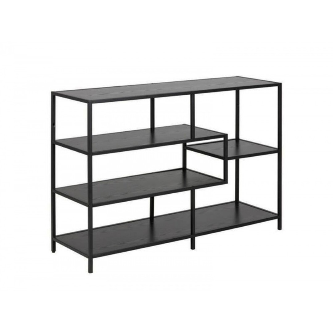 Eja 5 Shelf Asymmetric Bookshelf Plant Stand Black | The Warehouse