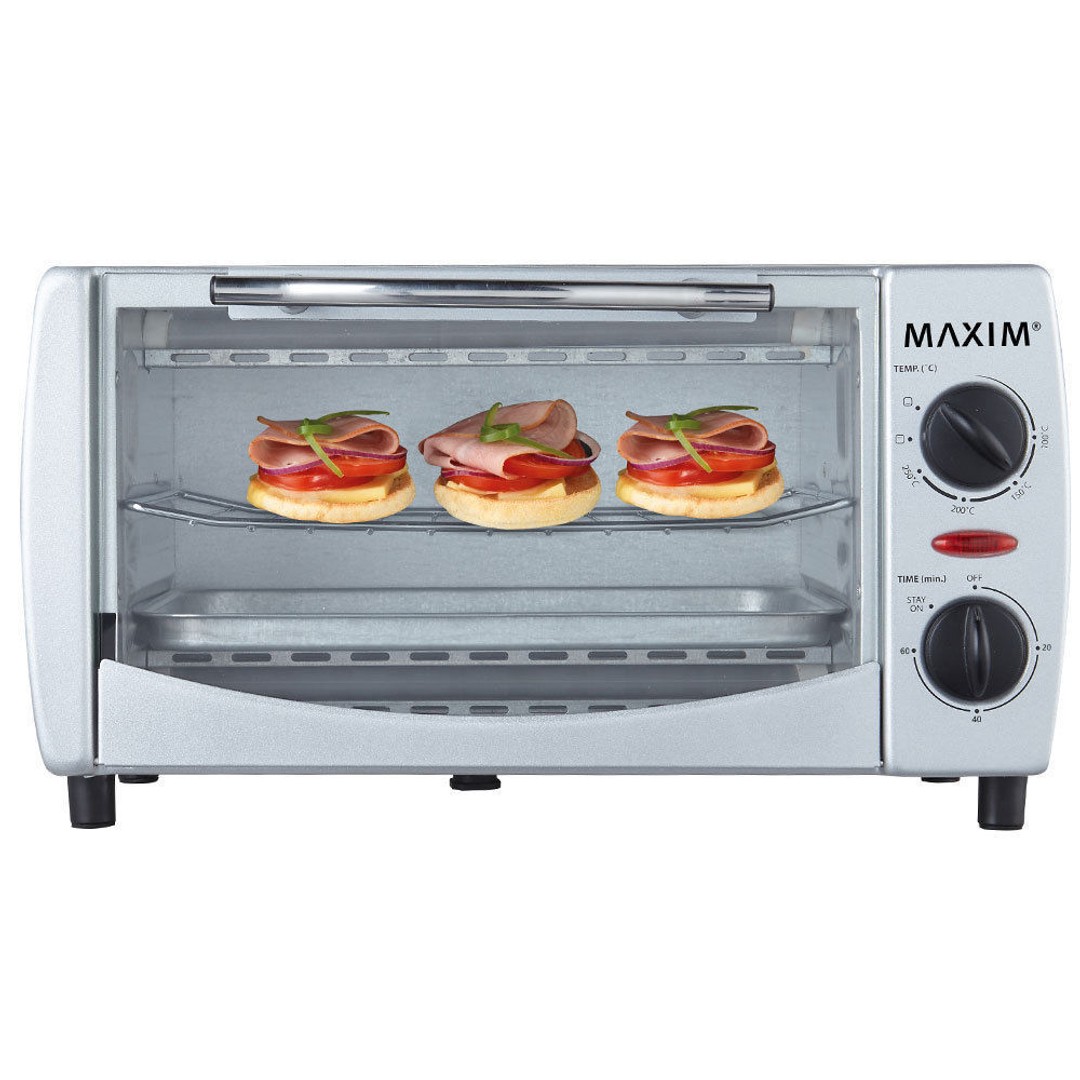 Maxim 1000W 9L Electric Toaster Oven/60 Min Timer/Toast Grill for Home/Caravan