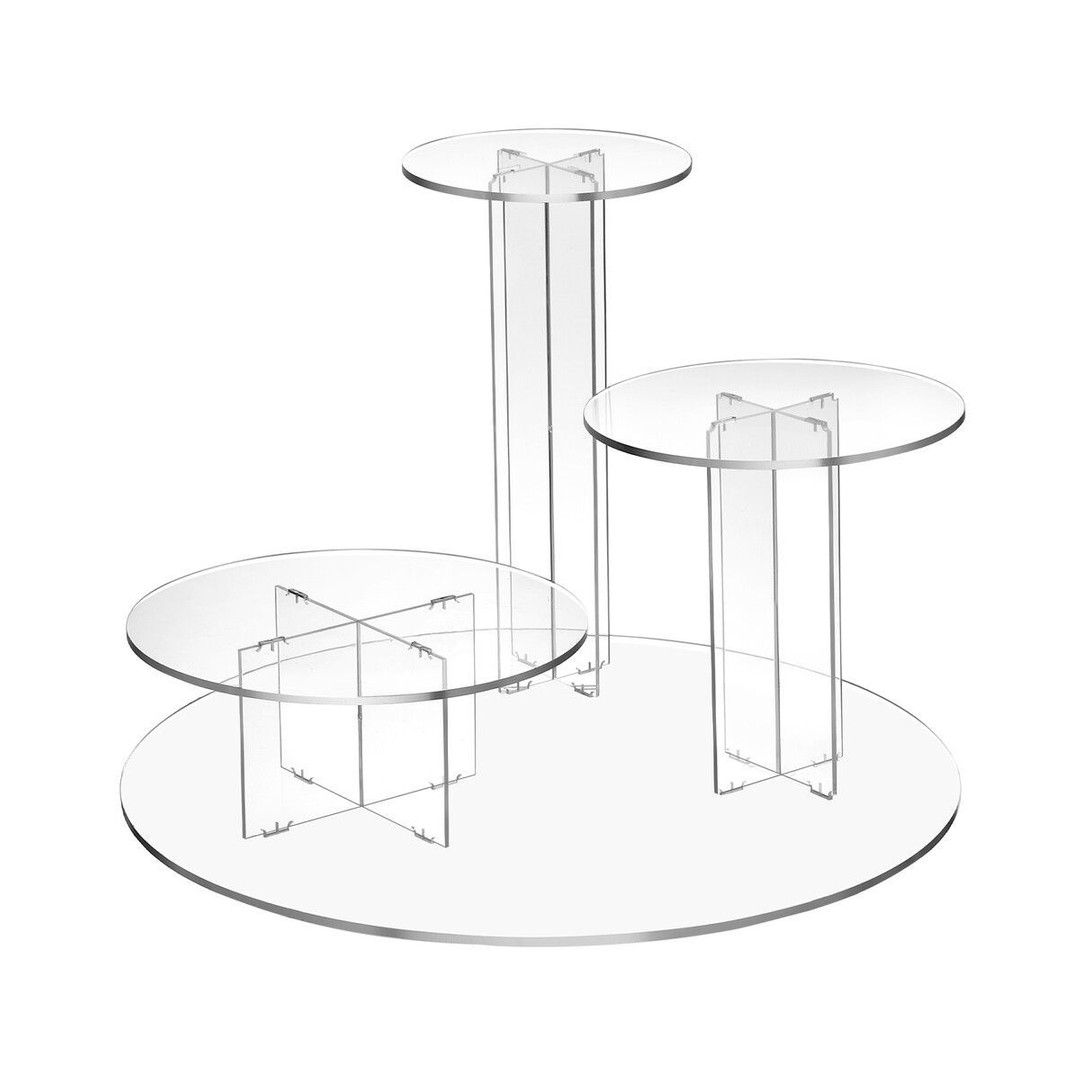 Acrylic Cupcake Stand 3 Tier Display Shelf Unit Tower Cake Bakery Donut Model Pastry Holder for Wedding Party Round Clear