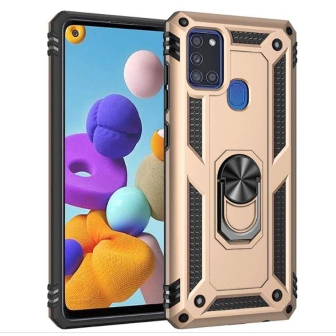 Samsung Galaxy A21S Armor Rugged Case with Metal Ring/Stand