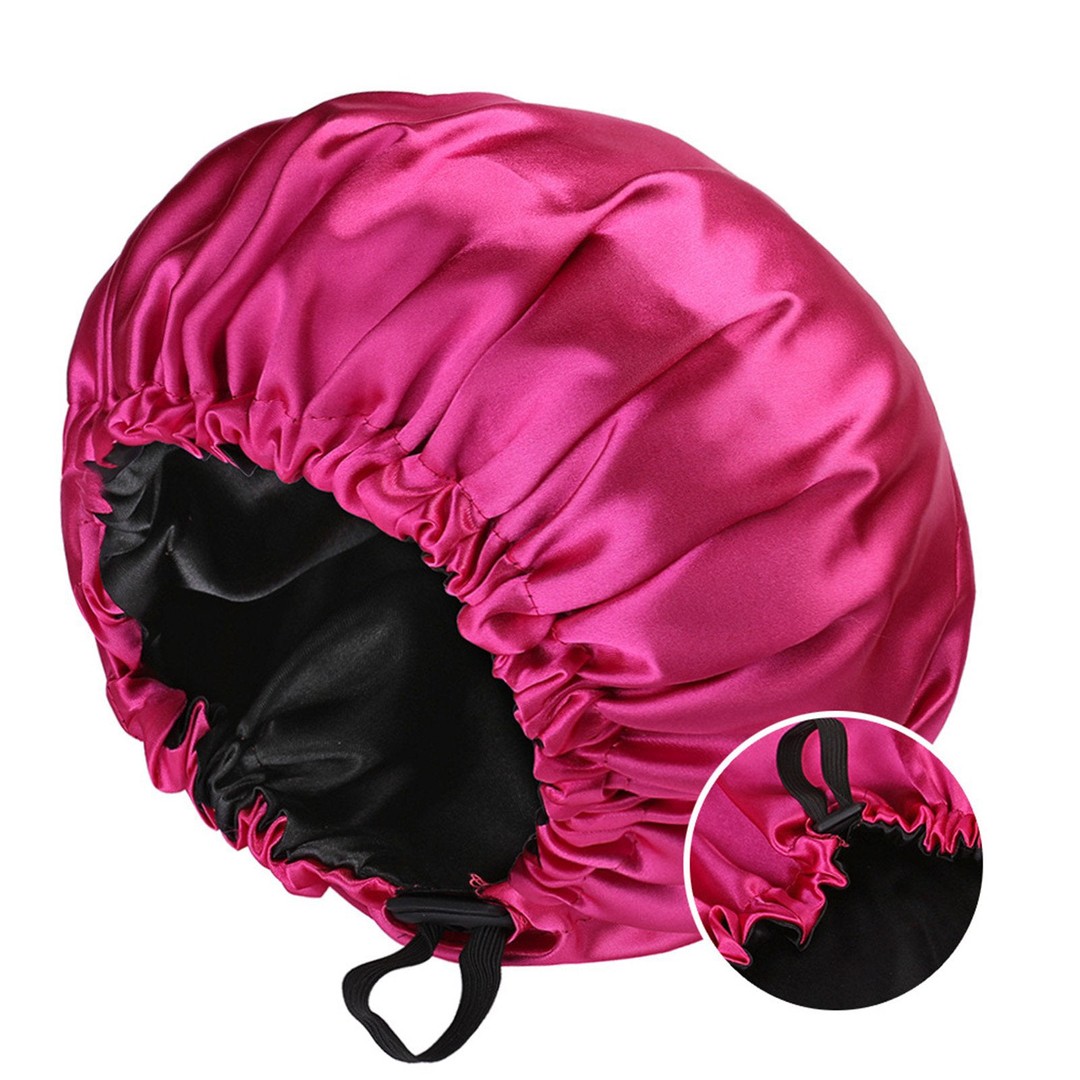 Double Layer Satin Bonnet Double Layer Wearable Adjustable Drawstring Sleep Cap
