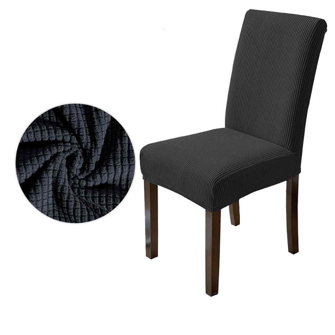 4 Pack High Stretch Seat Chair Slipcover - Black