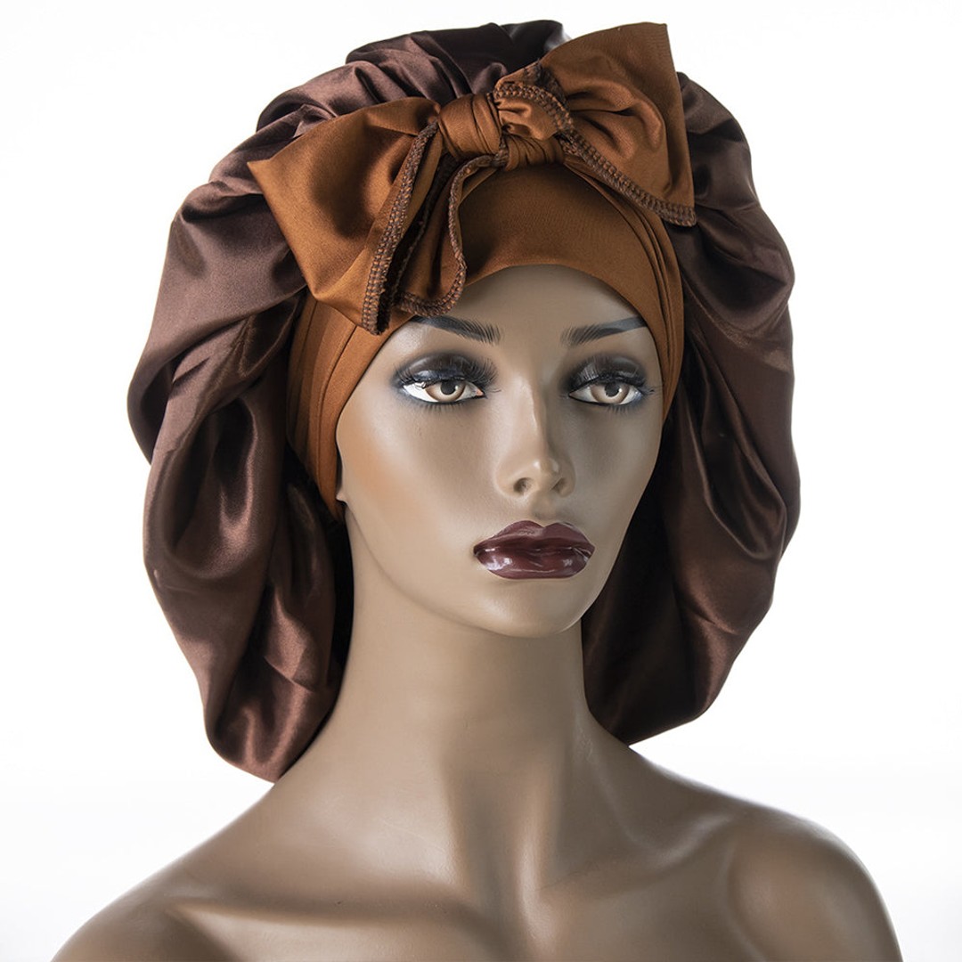 Women Satin Sleeping Cap Adjustable Wrap Hair Bonnet Elastic Headwear