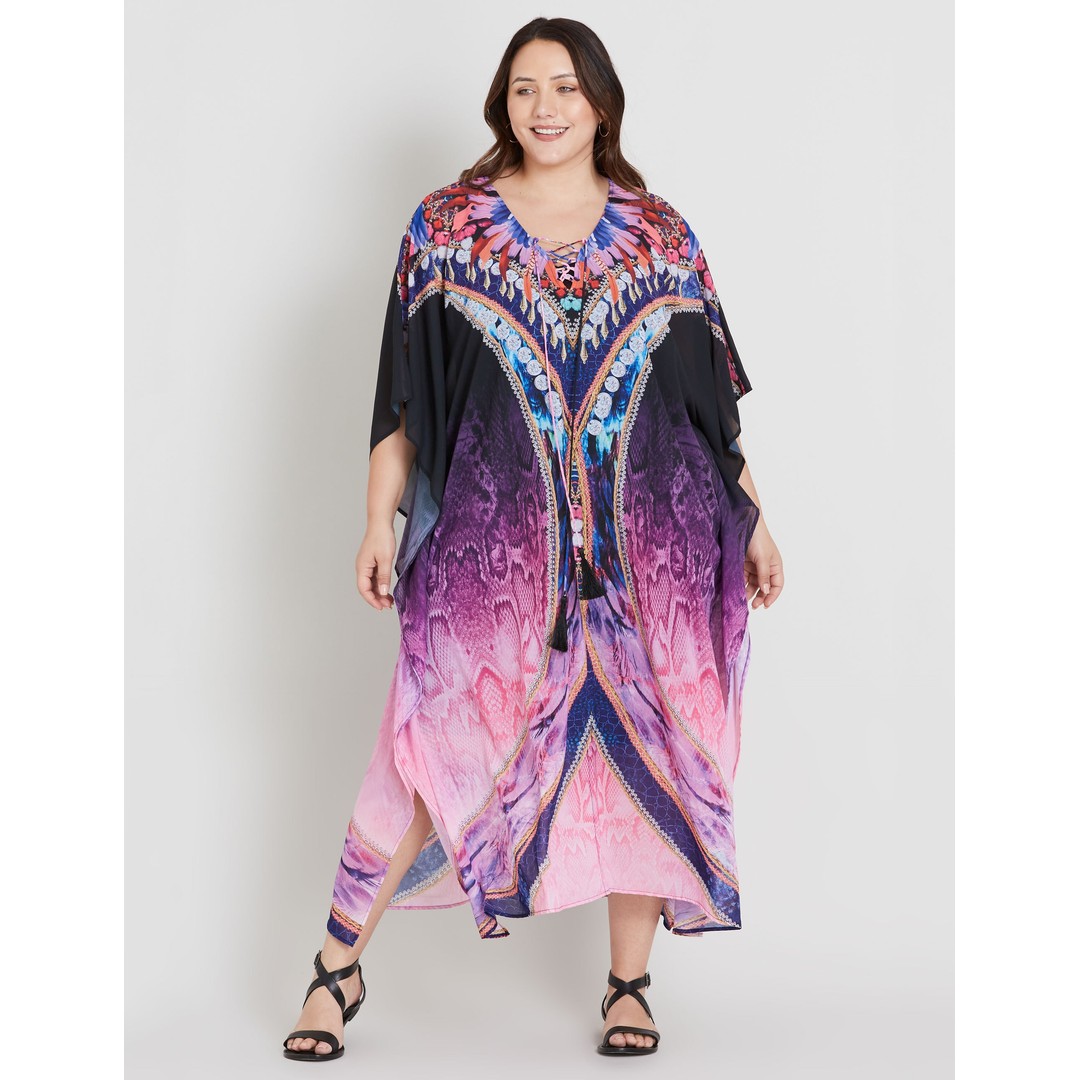 Womens Beme Lace Up Kimono Dress - Plus Size | The Warehouse