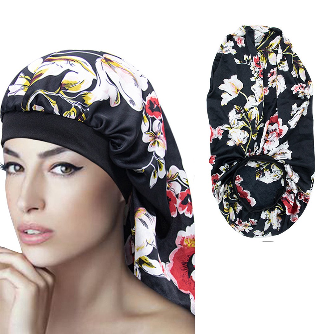 Extra Long Satin Sleep Bonnet For Women Soft Elastic Band Silky Cap
