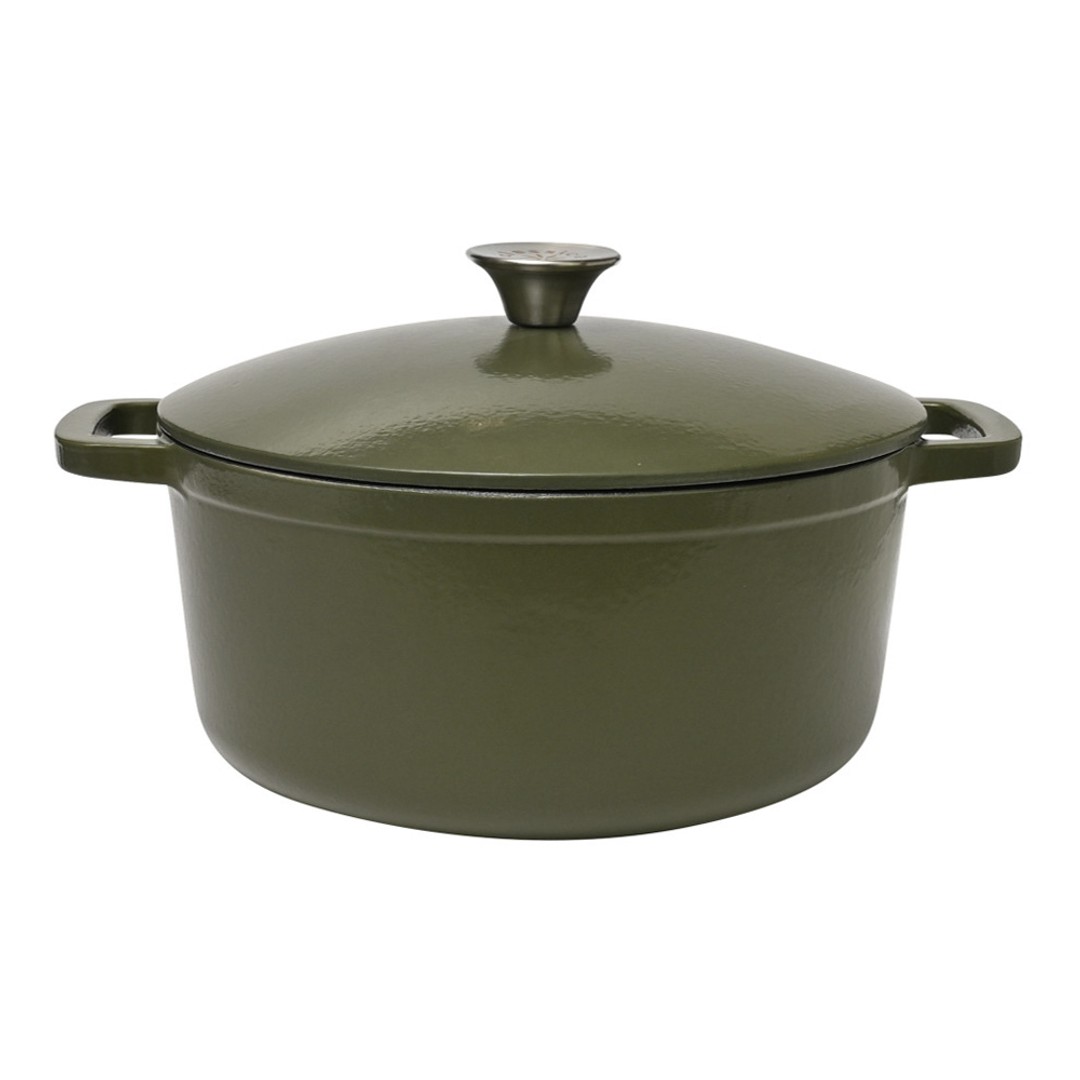 Classica 26cm/5.5L Oval Cast Iron Casserole Induction Cooking Pot Olive ...