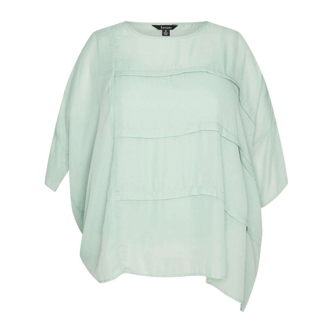 Womens Beme Long Sleeve Woven Pleated Front Top - Plus Size | The Warehouse