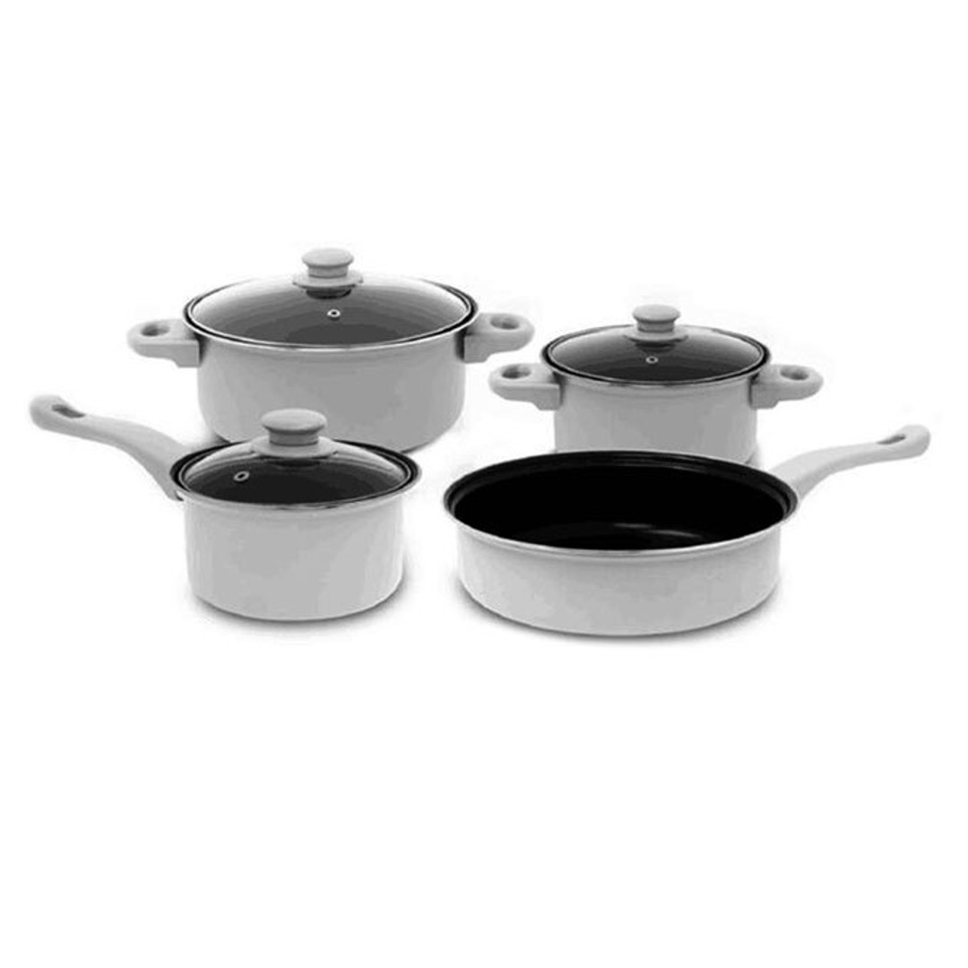 7pc Gr8home GRY Carbon Steel Casserole Pot/Saute Saucepan Induction Cookware Set