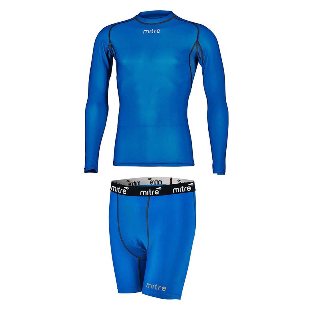 Mitre Neutron Base Layer Compression Sports Shorts/Top Mens Size LG Royal