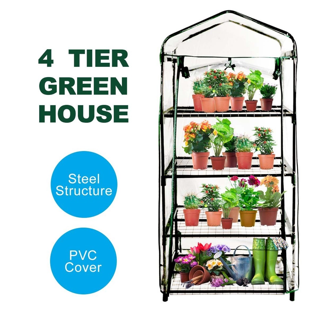 Mini Greenhouse PVC Cover 4 Tiers Garden Storage | The Warehouse