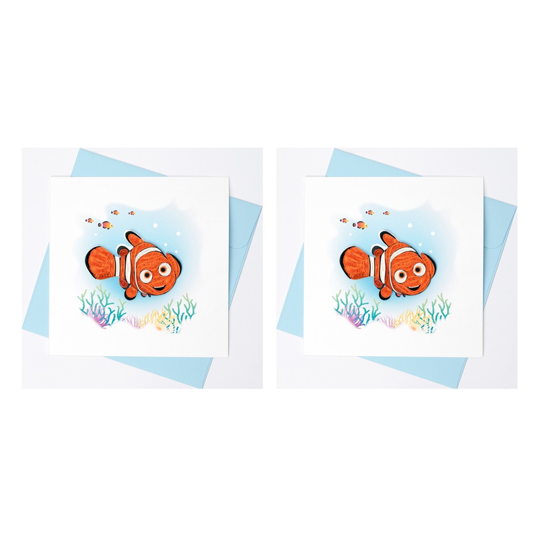 2x Boyle Handmade Paper 15x15cm Quilled Blank Greeting Card/Envelope Clown Fish