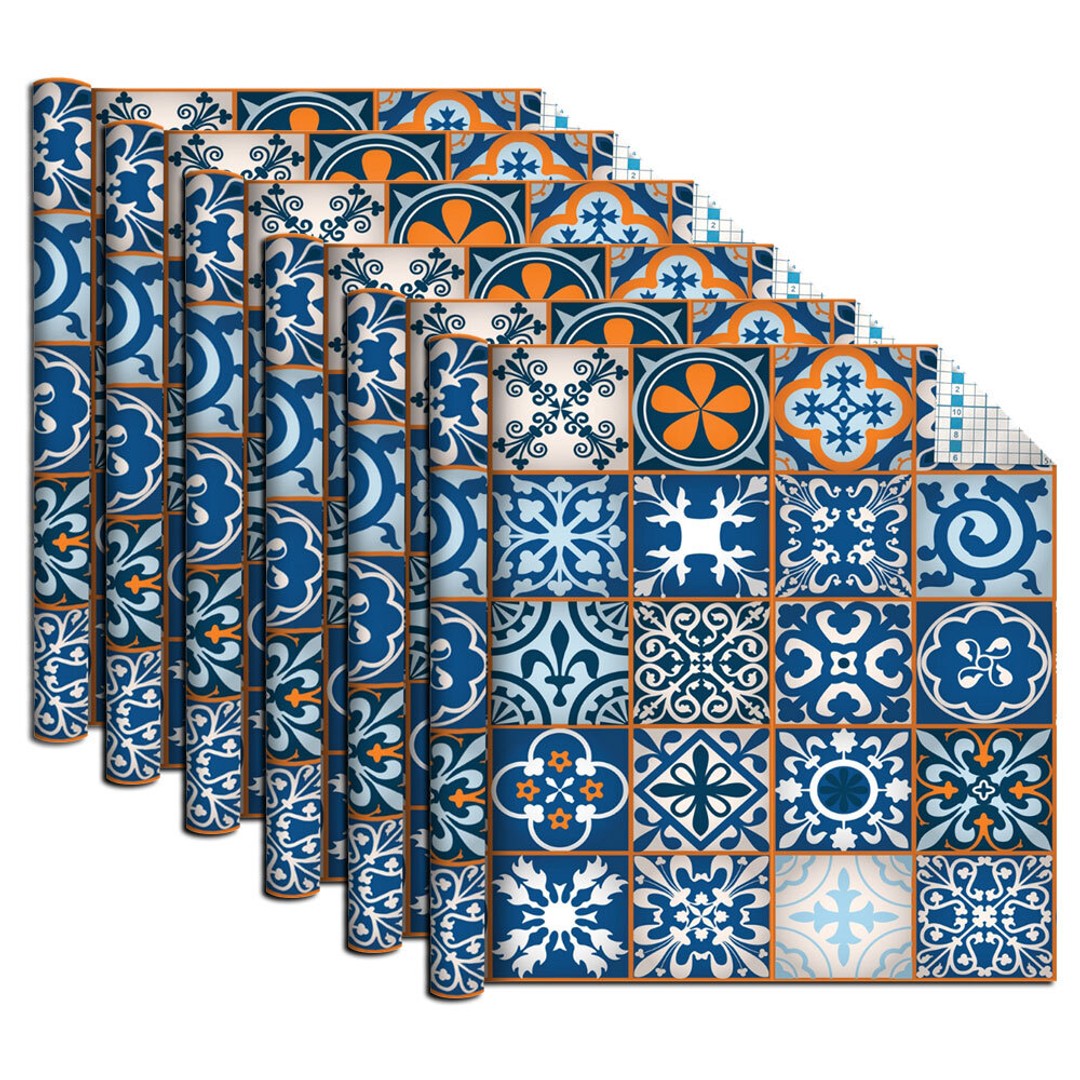 6x Boyle Self Adhesive 1.5mx45cm Vinyl Film Art Covering Moroccan Tiles Blue