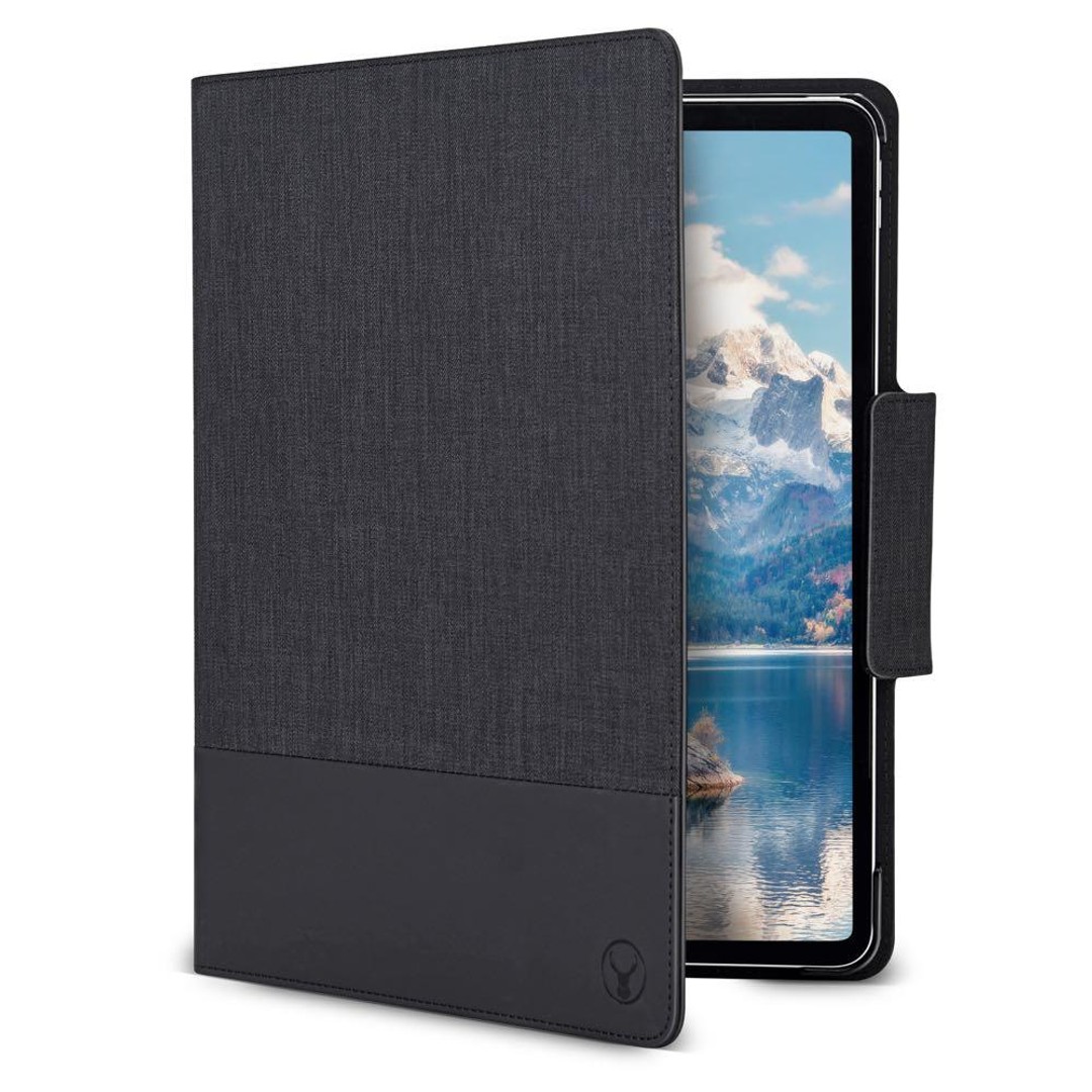 Bonelk Smart Fabric Folio for 12.9 inch iPad Pro 4/5/6th Gen (Black/Blue)