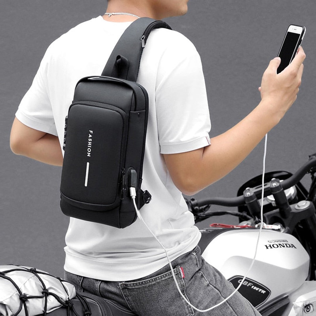 Men's Multifunction Anti-theft USB Shoulder Bag Man Crossbody Cross ...
