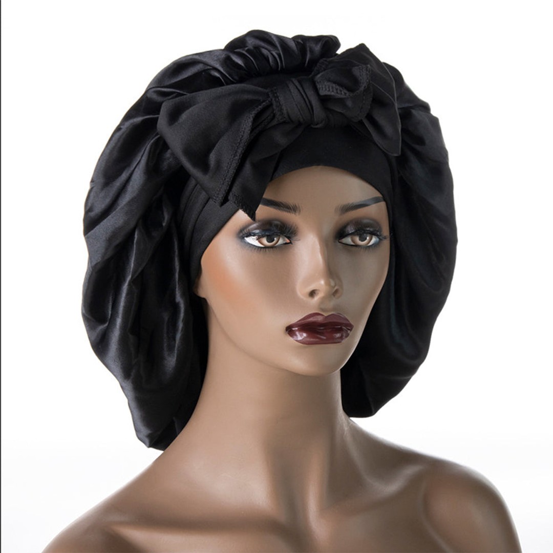 Women Satin Sleeping Cap Adjustable Wrap Hair Bonnet Elastic Headwear