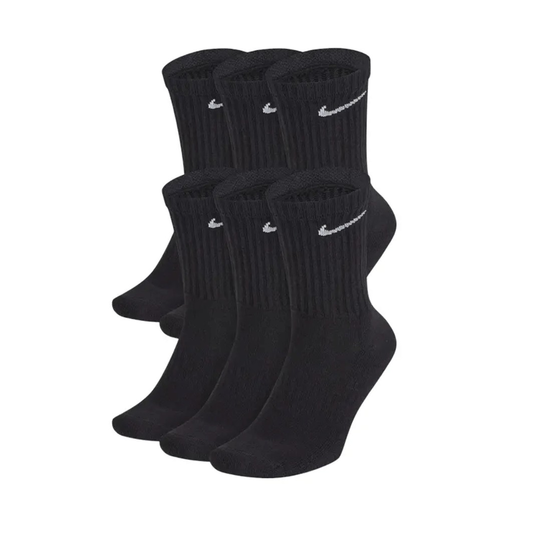 Nike Unisex Men's Women's Cotton Cushion Crew Socks 6-Pack - Black ...