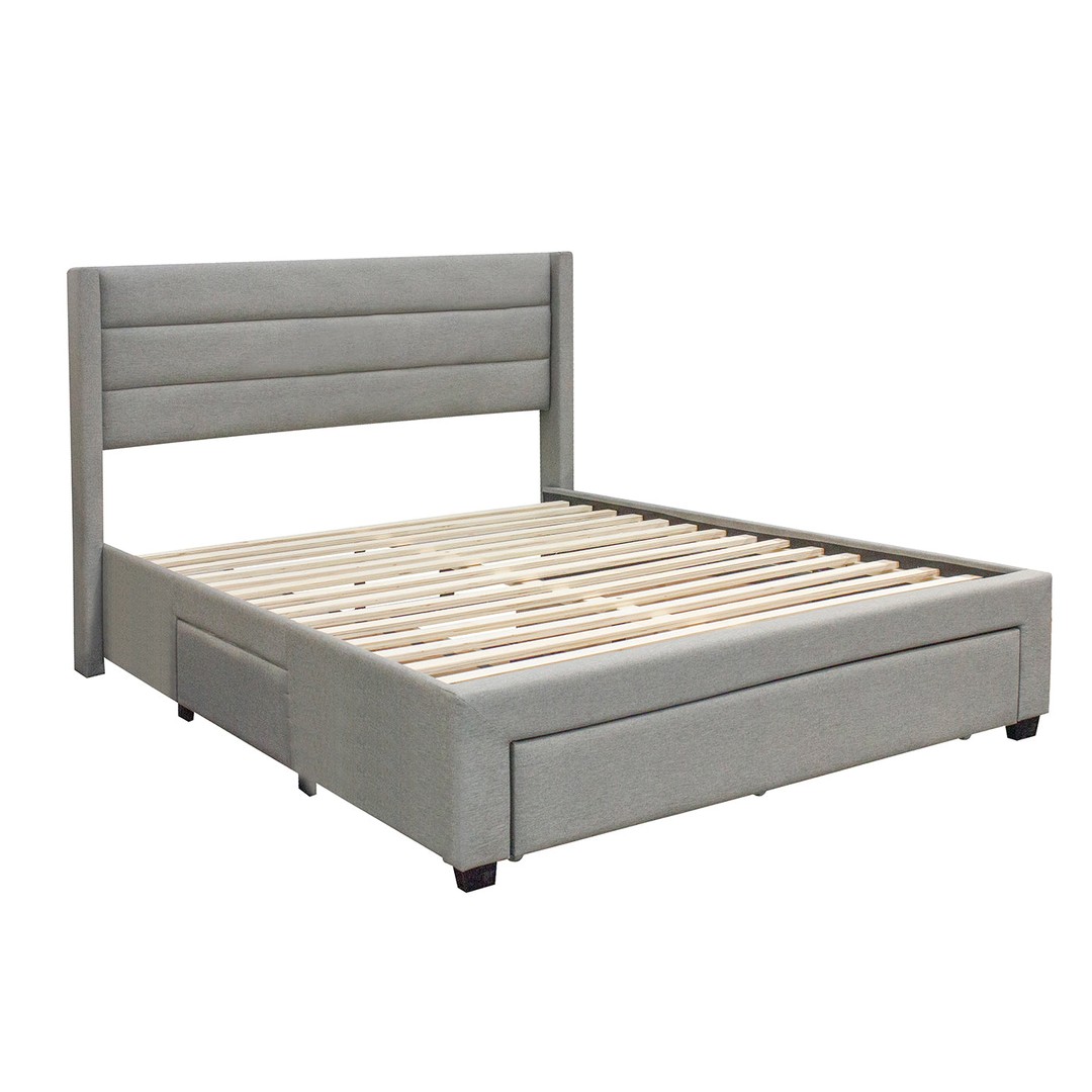 TSB Living Coronado-A Fabric Bed with Drawers Double Grey | The Warehouse