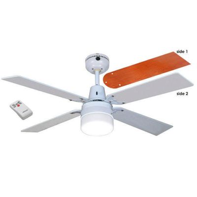 Heller Ruby 1200mm Ceiling Fan 4 White Wood Cherrywood Light Remote Air Cooling