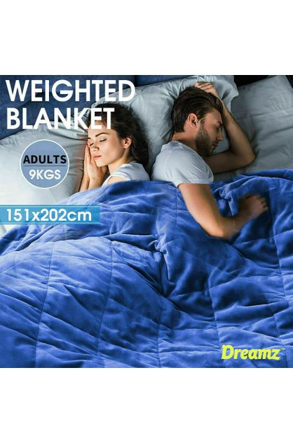 Shop DreamZ Heavy Gravity Weighted Adult Blanket 9kgs Double Blue
