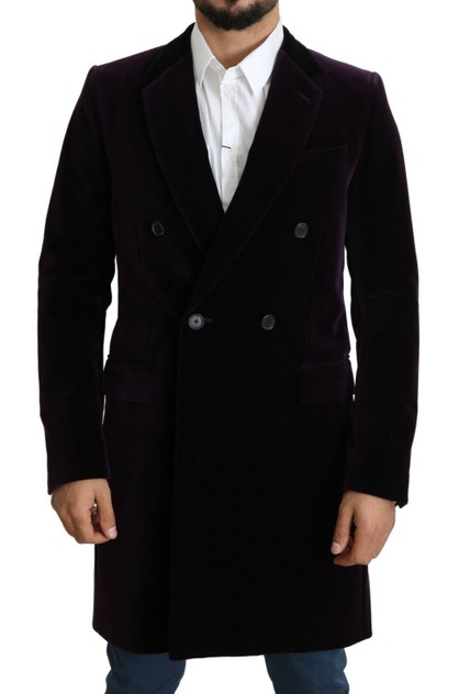 Dolce Gabbana Purple Velvet Double Breasted Long Coat Jacket | DOLCE &  GABBANA Online | TheMarket New Zealand