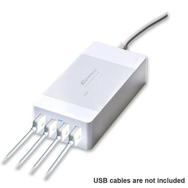 Sansai 4 Port 4.2A USB Charging Charger Station Hub for iPhone/Samsung/iPad/Tablet/GPS