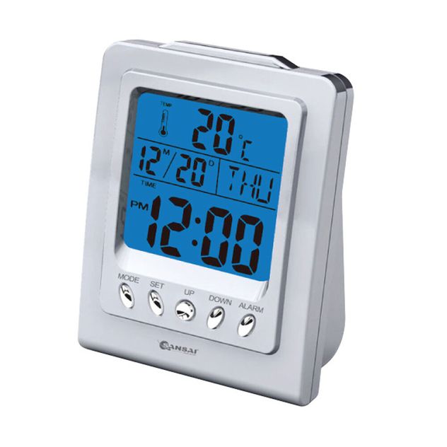 Shop Sansai Lcd Alarm Clock Time Lcd Digital Display Snooze Home Bedroom Decor Silver Sansai Online 1 Day Co Nz
