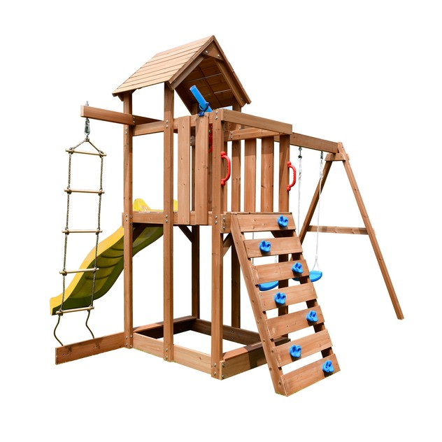 Shop Wooden Playhouse With Swing And Slide 1 Day Online 1 Nz