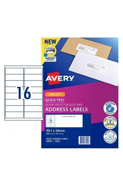 Avery J8162 Labels 16's x 50 Sheets | Avery Online | TheMarket New Zealand