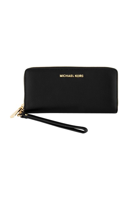 Michael Kors Jet Set Women's Leather Travel Continental Wristlet Wallet  (Black) | MICHAEL KORS Online | TheMarket New Zealand