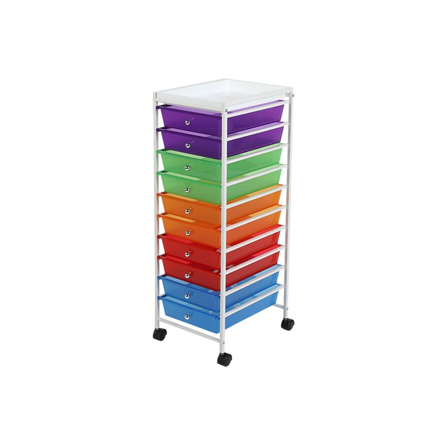 10 Drawer Storage Cart with Tray Rainbow 1day Online TheMarket