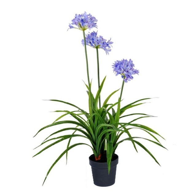 Shop Potted Artificial 85cm Faux Blue Agapanthus Plastic Flower/Plant ...