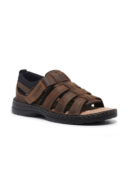 HUSH PUPPIES SPARTAN Mens Leather Wide Fit Comfort Sandals Shoes Slip ...