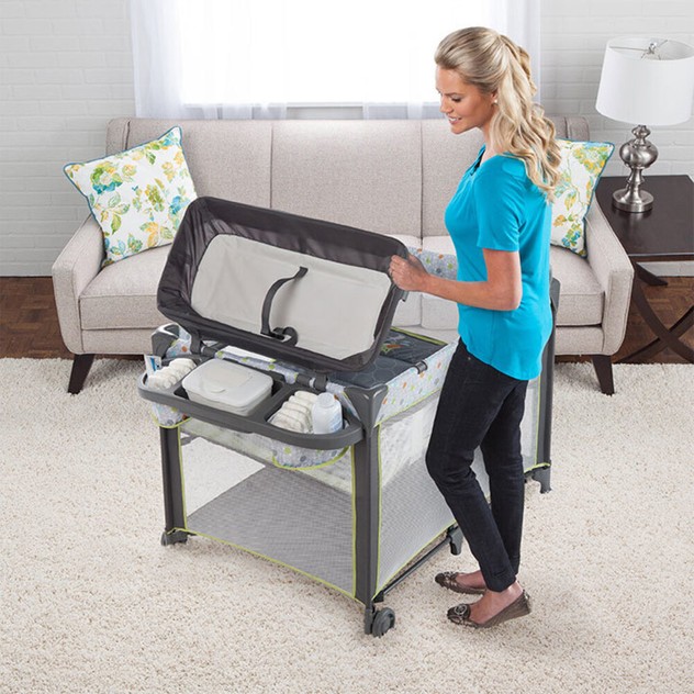 Ingenuity Marlo Baby/Infant Portable Travel Cot/Bed w/ Nappy Changing ...