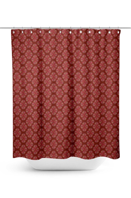 S4sassy Red Palmette Damask Decorative, 60 X 70 Shower Curtain