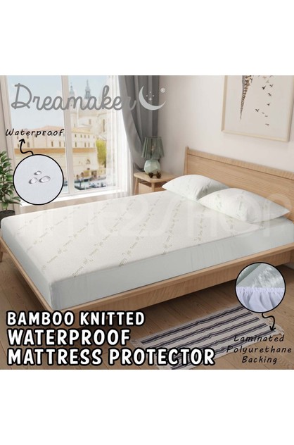 Dreamaker Bamboo Knitted, Queen Bed Waterproof Mattress Protector