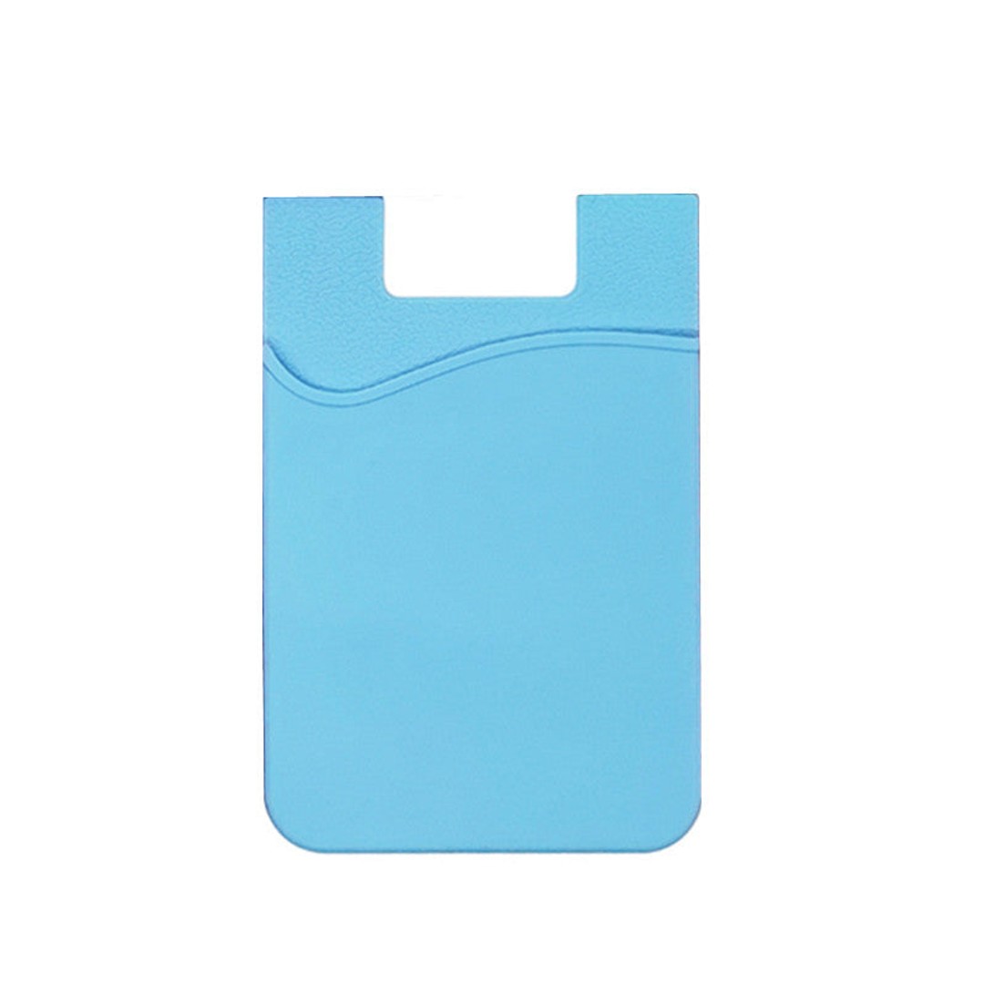 Light Blue Silicone Credit Card Holder Pocket Case Wallet Sticker Phone
