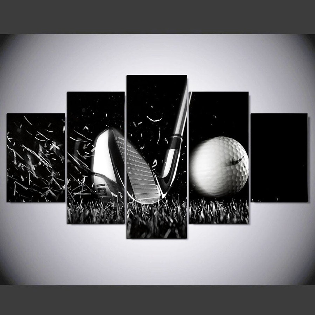 Framed 5 Panels - Golf - Canvas Print Wall Art