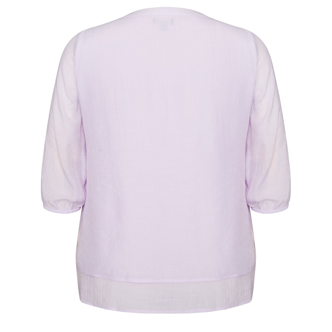 Womens Autograph Woven 3/4 Sleeve Button V- Neck Top - Plus Size, Pink, hi-res