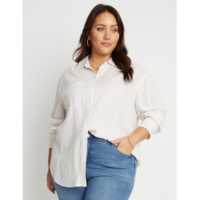 Womens Beme Essential Long Sleeve Linen Shirt - Plus Size