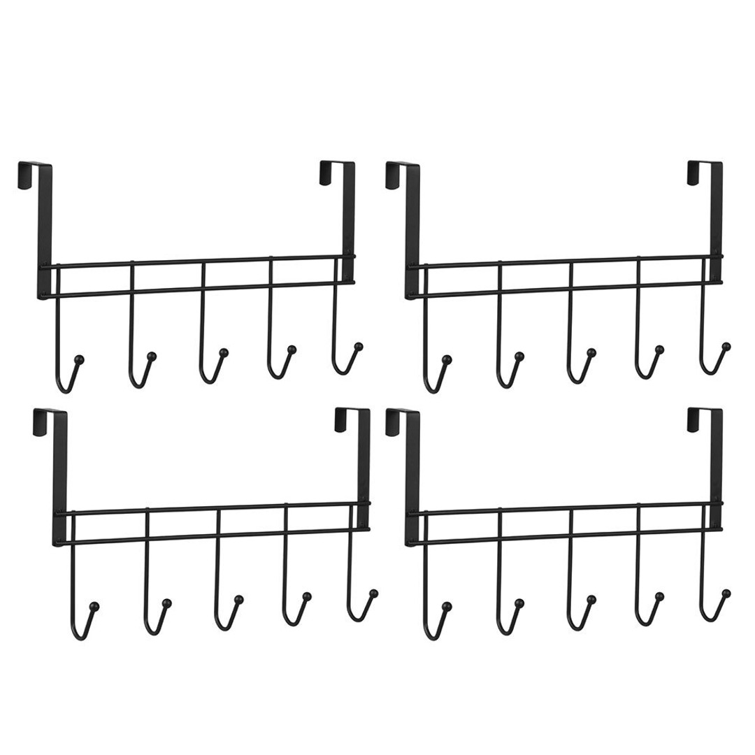 4x Box Sweden 38cm Wire Over Door 5-Hooks Hanger/Organiser/Holder/Storage Black