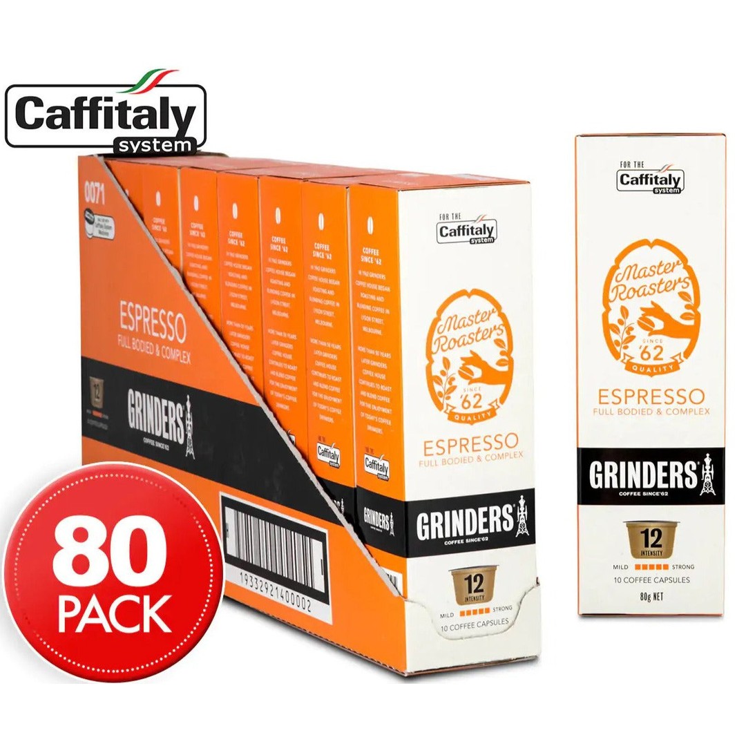 8 x Grinders Espresso Caffitaly Coffee Capsules 10pk